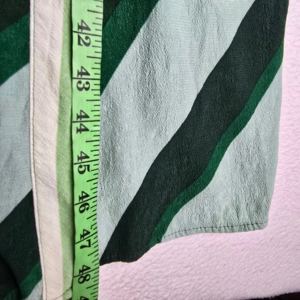 MNG Mango Womens Green Striped Wrap Midi Shirt Dress Long Sleeve‎ Size 6